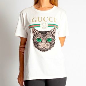 Gucci Sequin Kitty Graphic T-Shirt